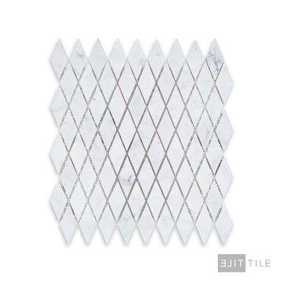 White Carrara Marble Rhomboid Honed Mosaic