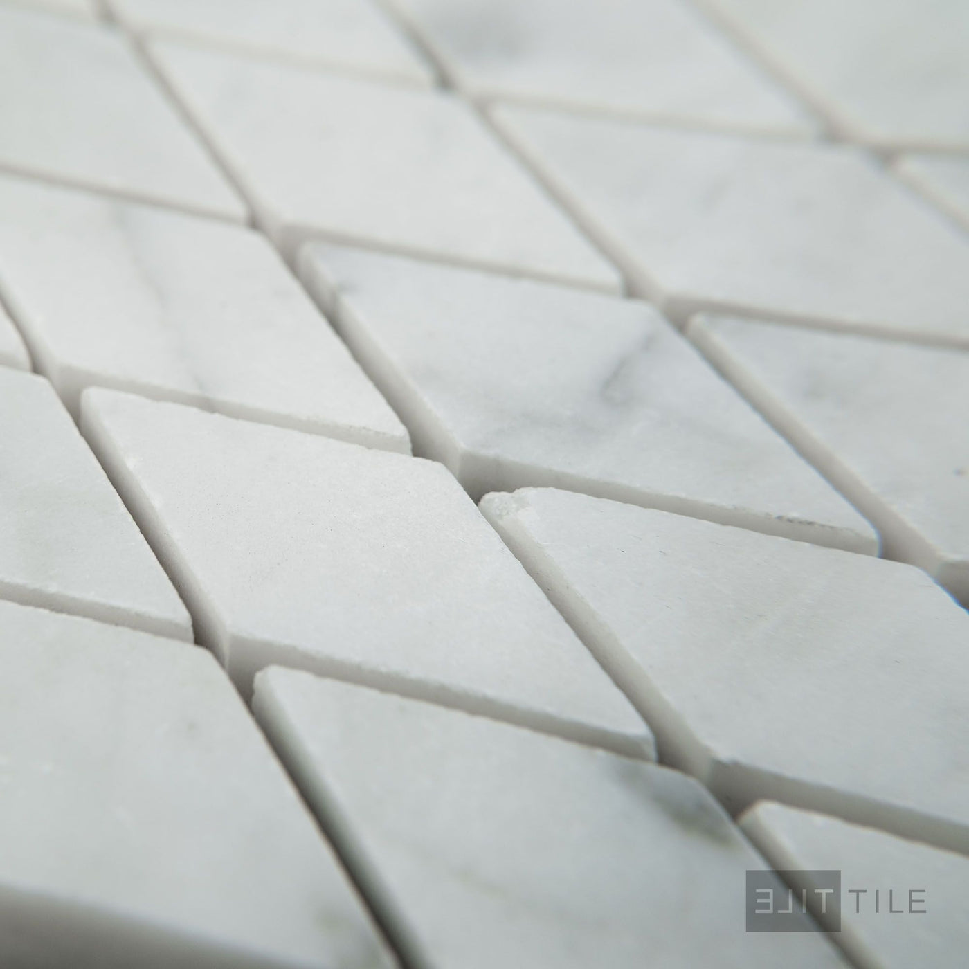 White Carrara Marble Rhomboid Honed Mosaic