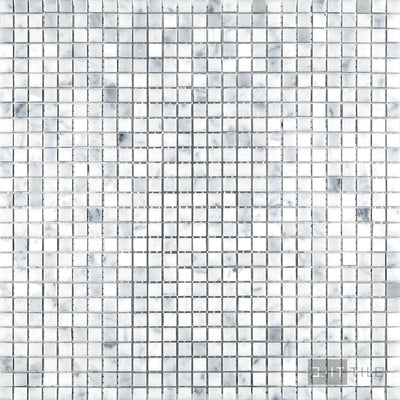 White Carrara Marble 3/8" Square Honed Mosaic