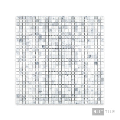 White Carrara Marble 3/8" Square Honed Mosaic