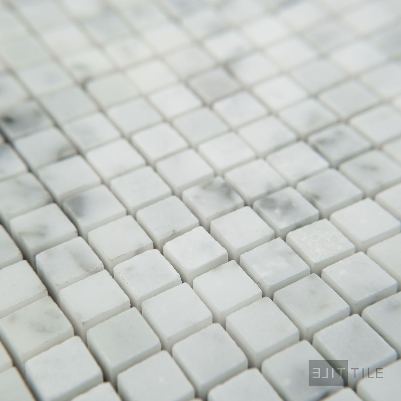 White Carrara Marble 3/8" Square Honed Mosaic
