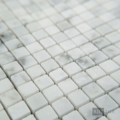 White Carrara Marble 3/8" Square Honed Mosaic