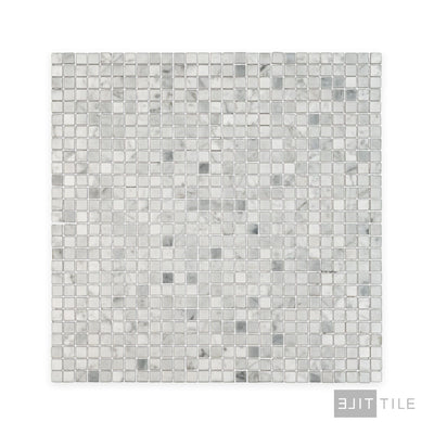 White Carrara Marble 3/8" Square Polished Mosaic