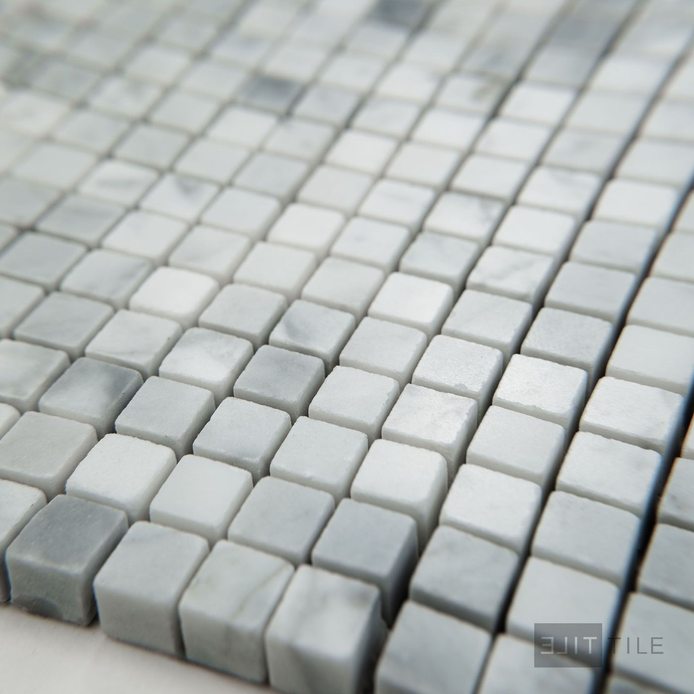 White Carrara Marble 3/8" Square Polished Mosaic