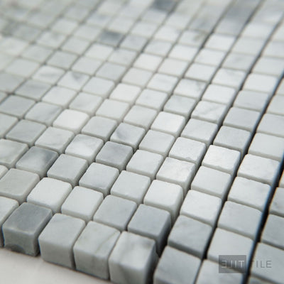 White Carrara Marble 3/8" Square Polished Mosaic