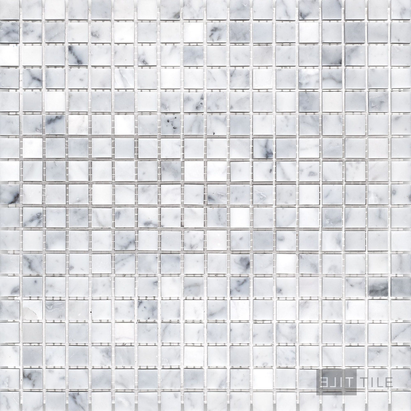 White Carrara Marble 5/8" Square Honed Mosaic