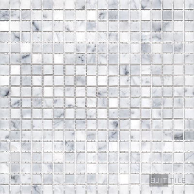 White Carrara Marble 5/8" Square Honed Mosaic