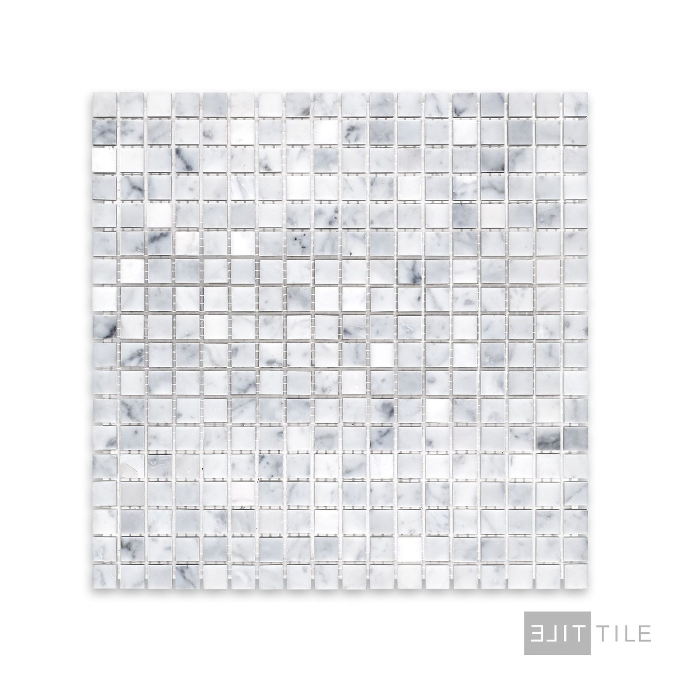 White Carrara Marble 5/8" Square Honed Mosaic