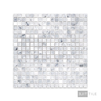 White Carrara Marble 5/8" Square Honed Mosaic