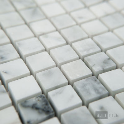 White Carrara Marble 5/8" Square Honed Mosaic