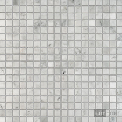 White Carrara Marble 5/8" Square Polished Mosaic