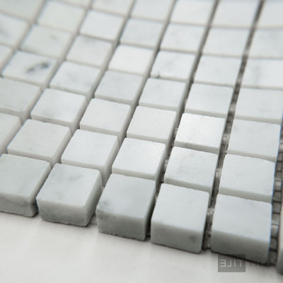 White Carrara Marble 5/8" Square Polished Mosaic