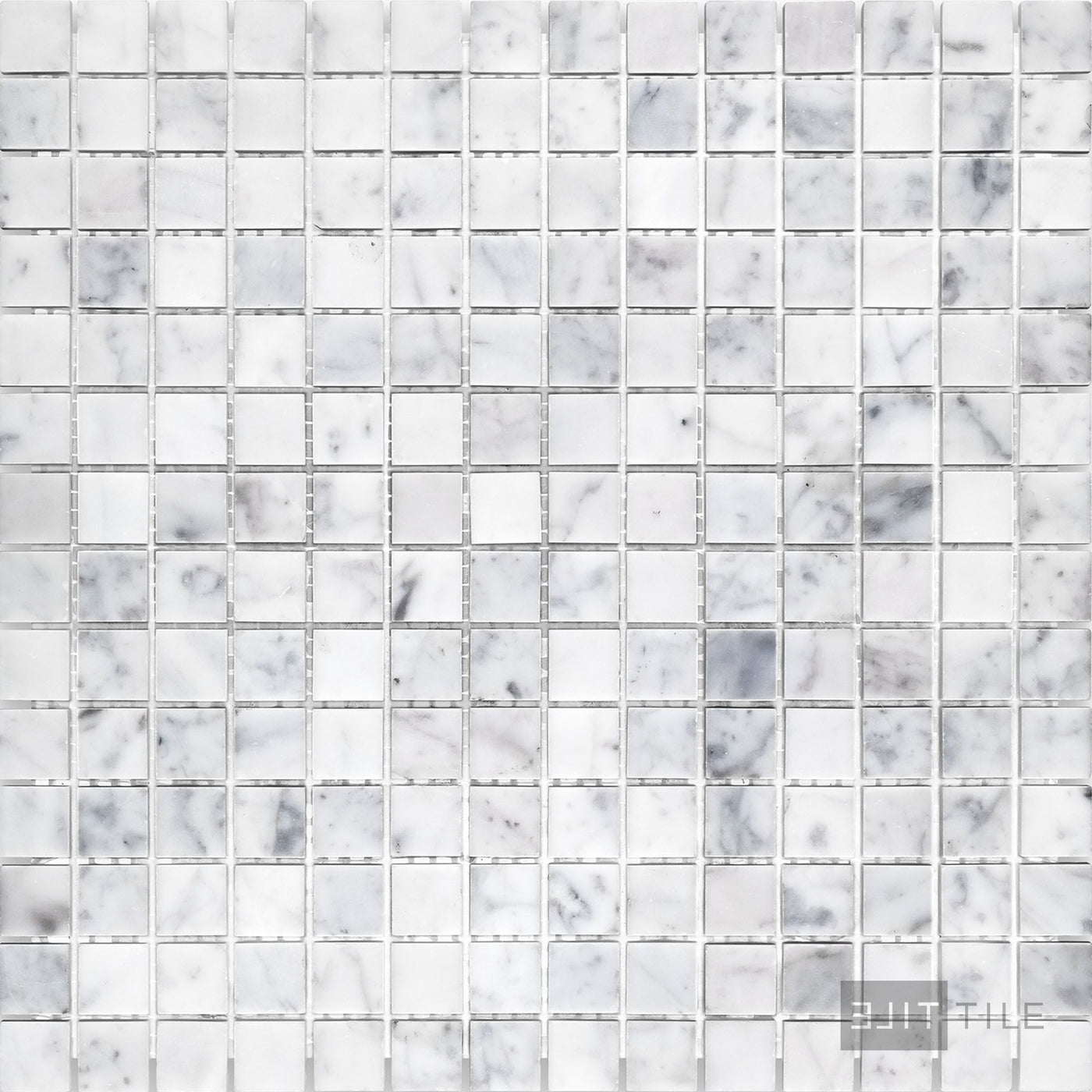 White Carrara Marble 3/4" Square Honed Mosaic