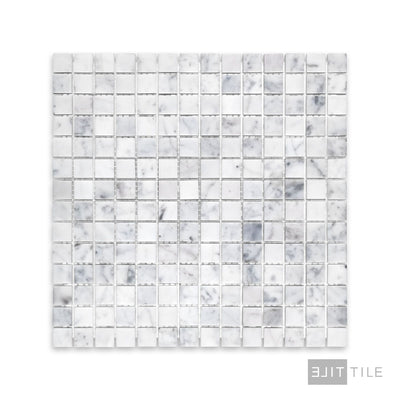 White Carrara Marble 3/4" Square Honed Mosaic
