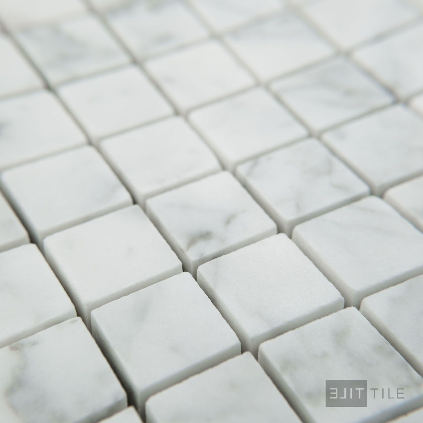 White Carrara Marble 3/4" Square Honed Mosaic