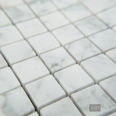 White Carrara Marble 3/4" Square Honed Mosaic