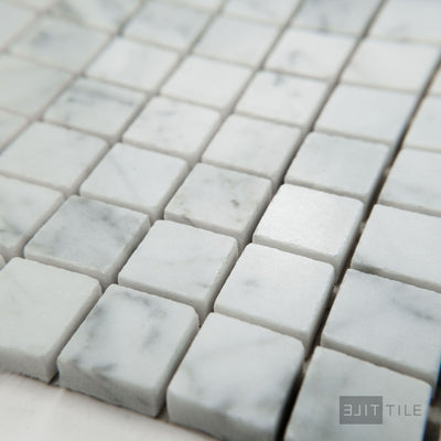 White Carrara Marble 3/4" Square Polished Mosaic
