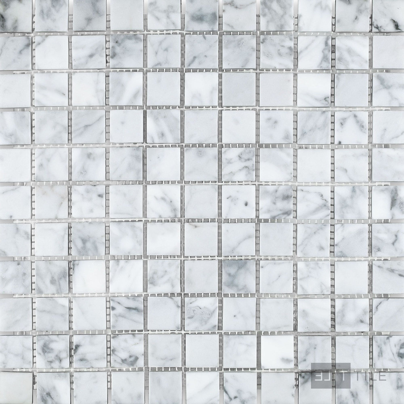 White Carrara Marble 1" Square Honed Mosaic
