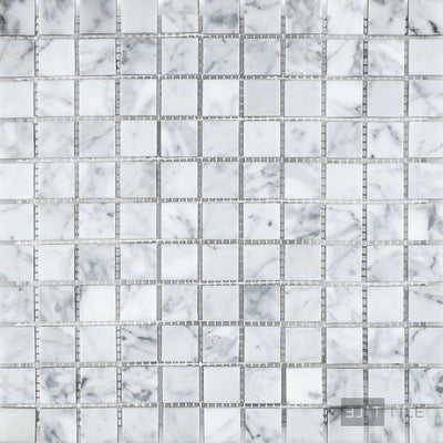 White Carrara Marble 1" Square Honed Mosaic