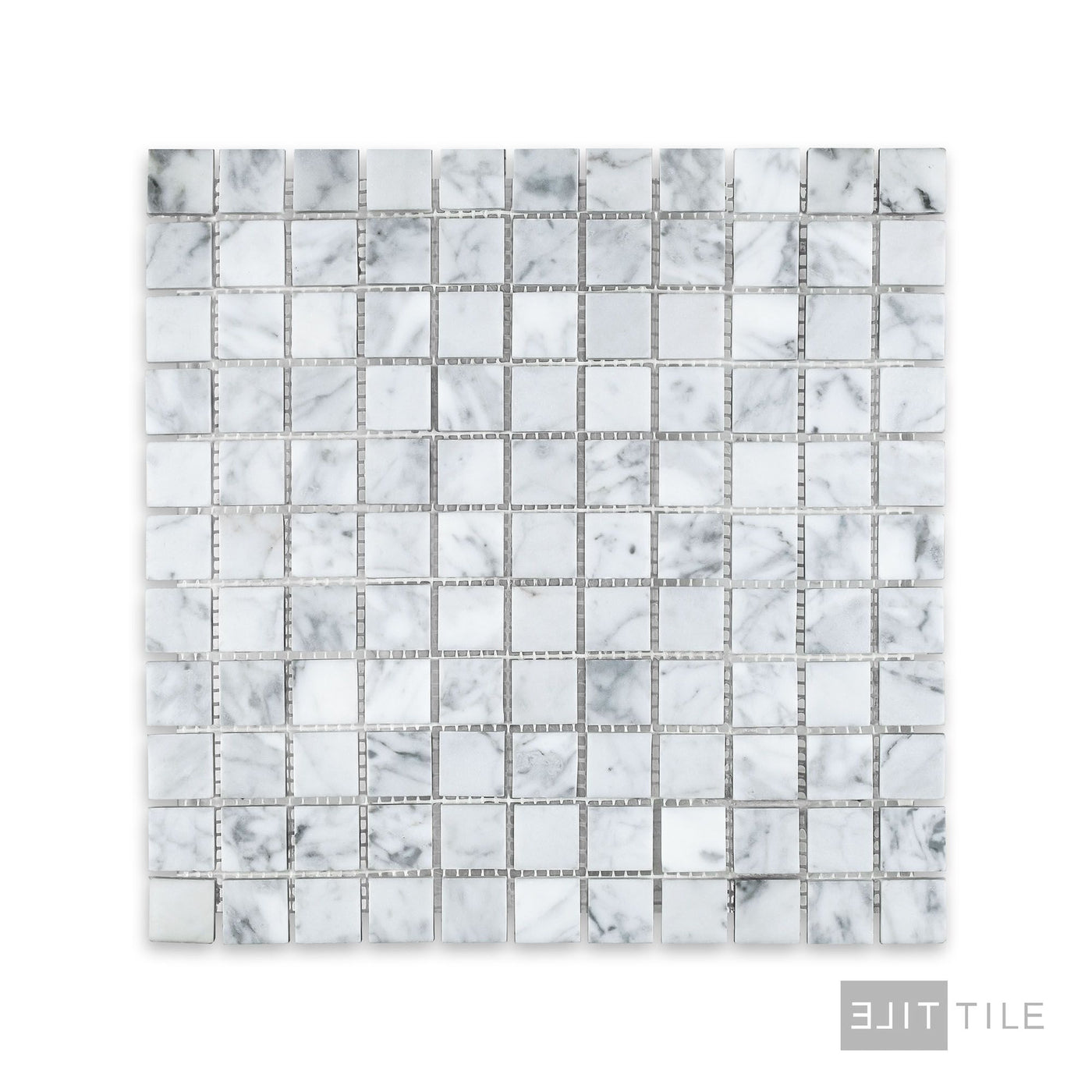 White Carrara Marble 1" Square Honed Mosaic
