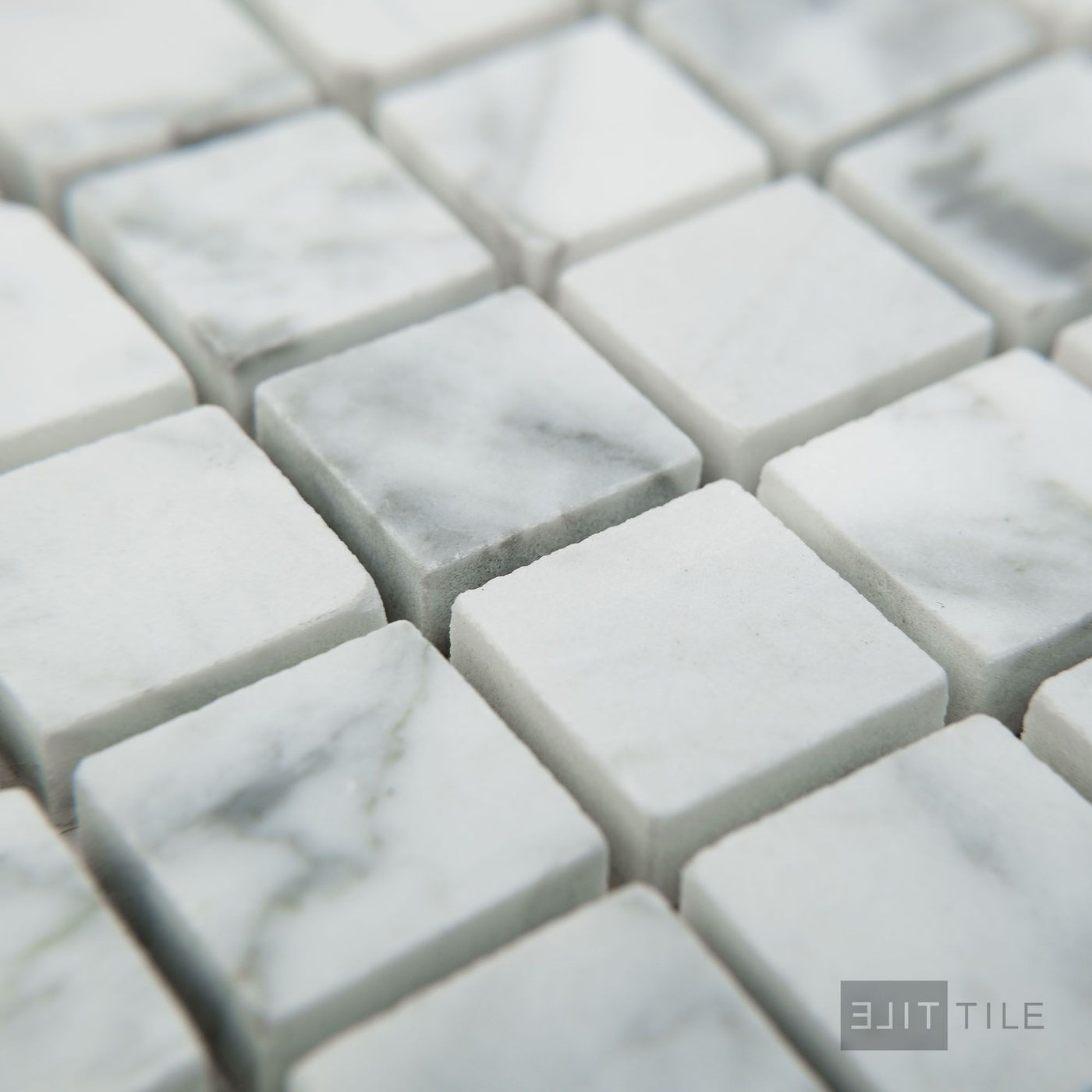 White Carrara Marble 1" Square Honed Mosaic