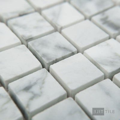 White Carrara Marble 1" Square Honed Mosaic