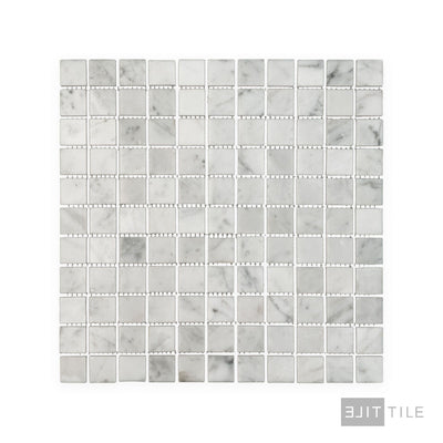 White Carrara Marble 1" Square Polished Mosaic