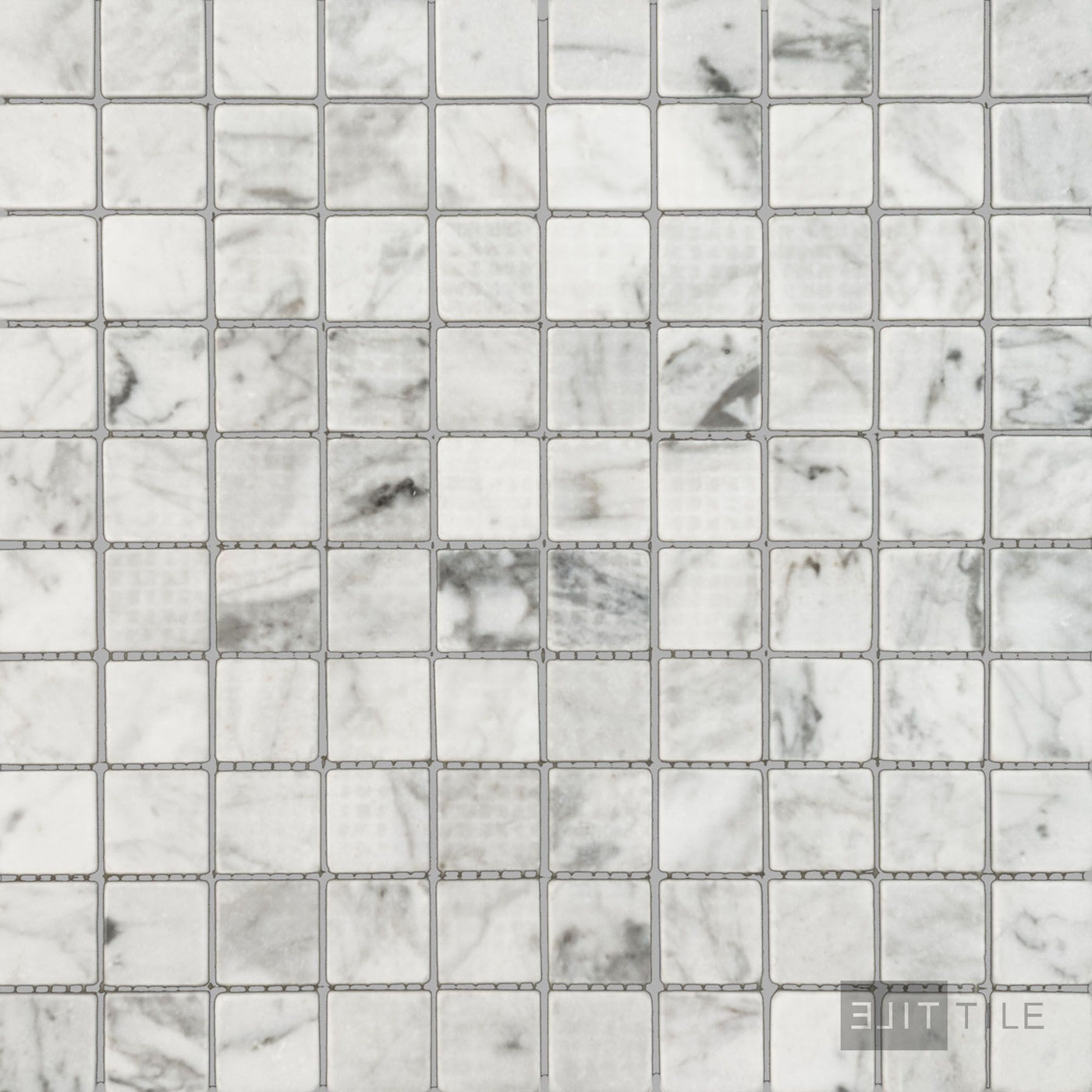 White Carrara Marble 1" Square Tumbled Mosaic