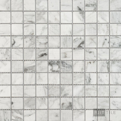 White Carrara Marble 1" Square Tumbled Mosaic