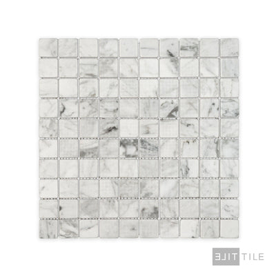 White Carrara Marble 1" Square Tumbled Mosaic