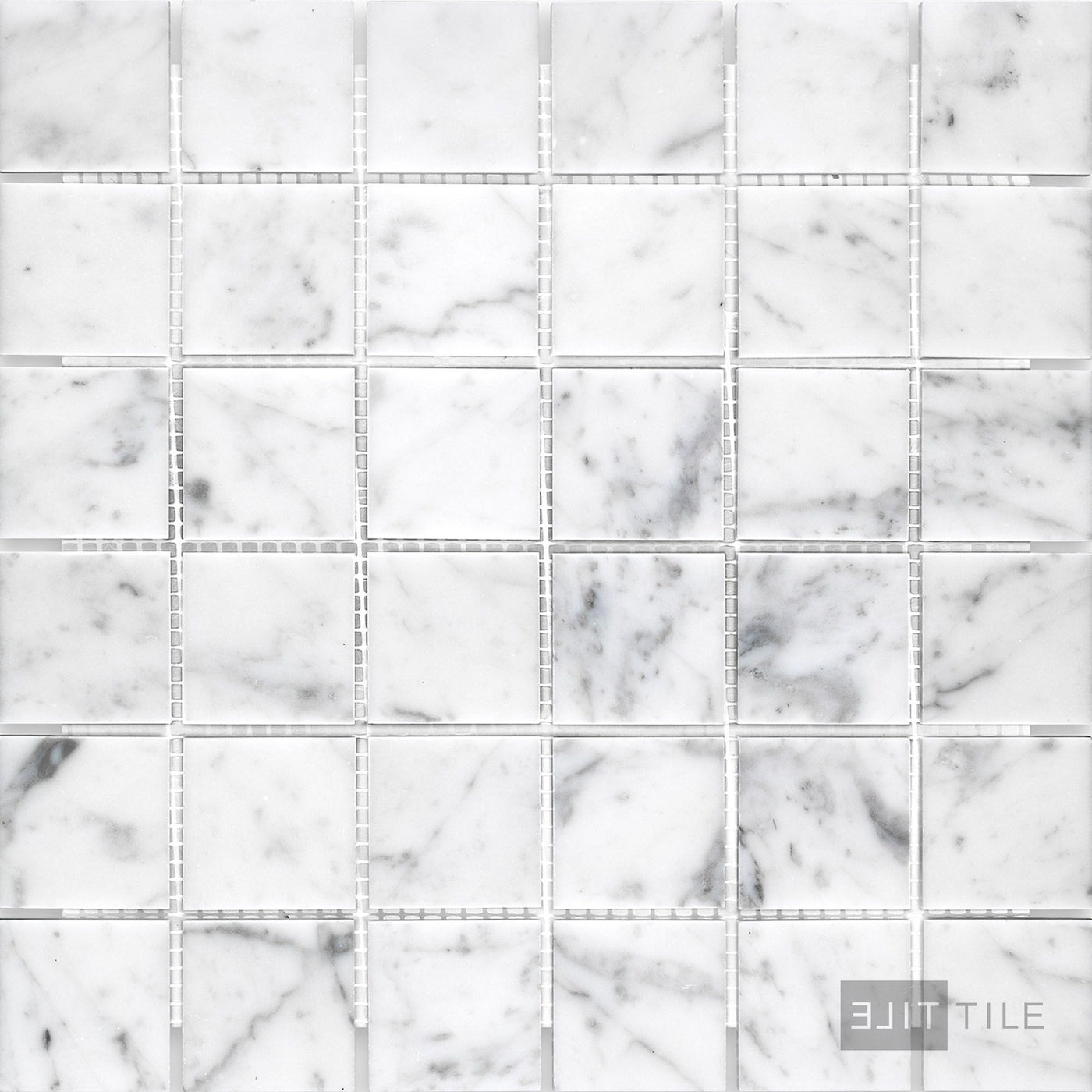 White Carrara Marble 2" Square Honed Mosaic