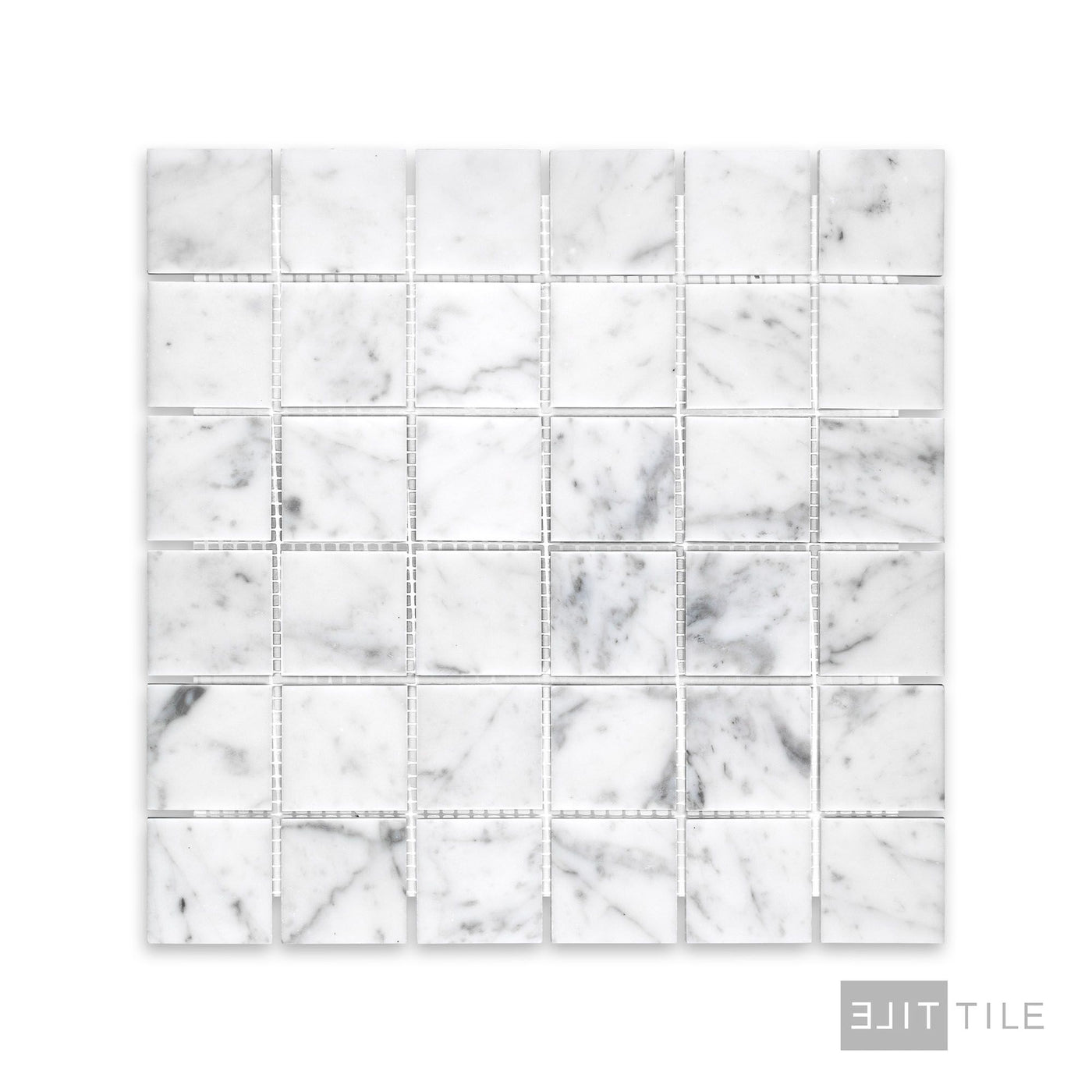 White Carrara Marble 2" Square Honed Mosaic