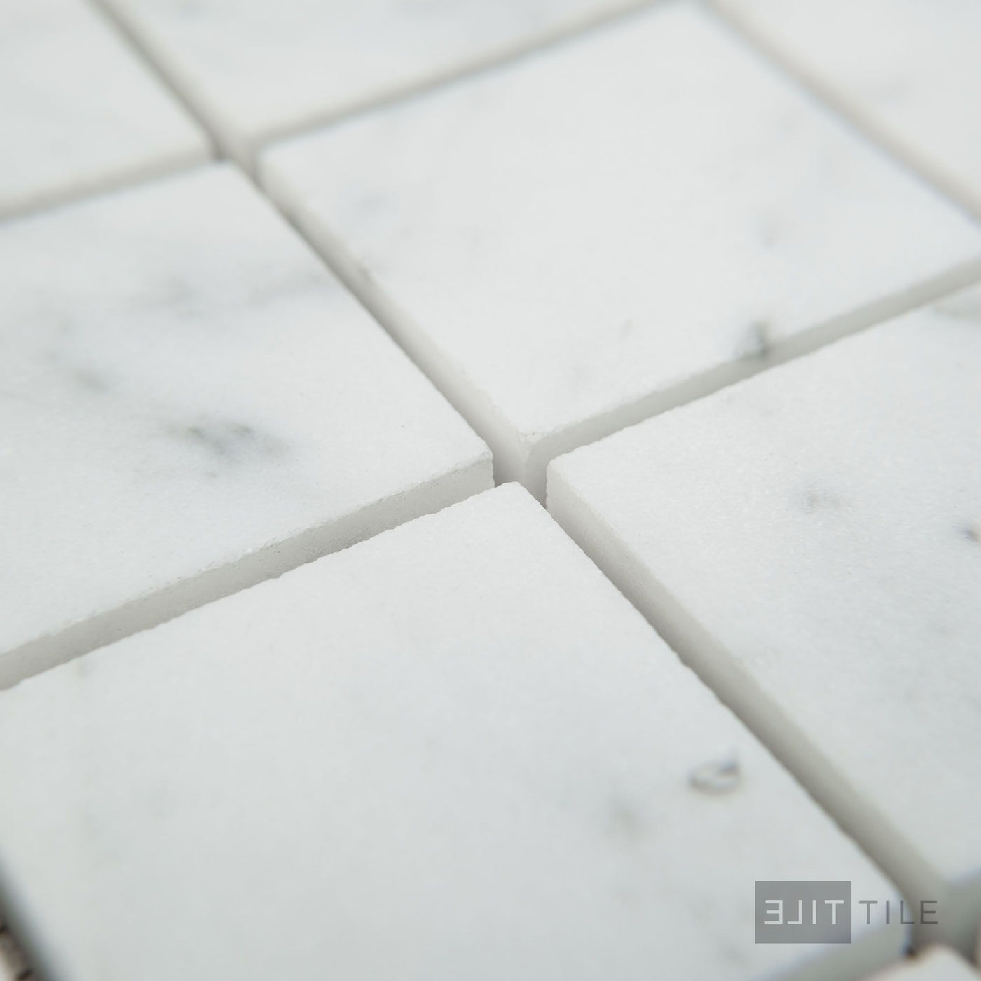 White Carrara Marble 2" Square Honed Mosaic