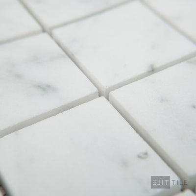 White Carrara Marble 2" Square Honed Mosaic