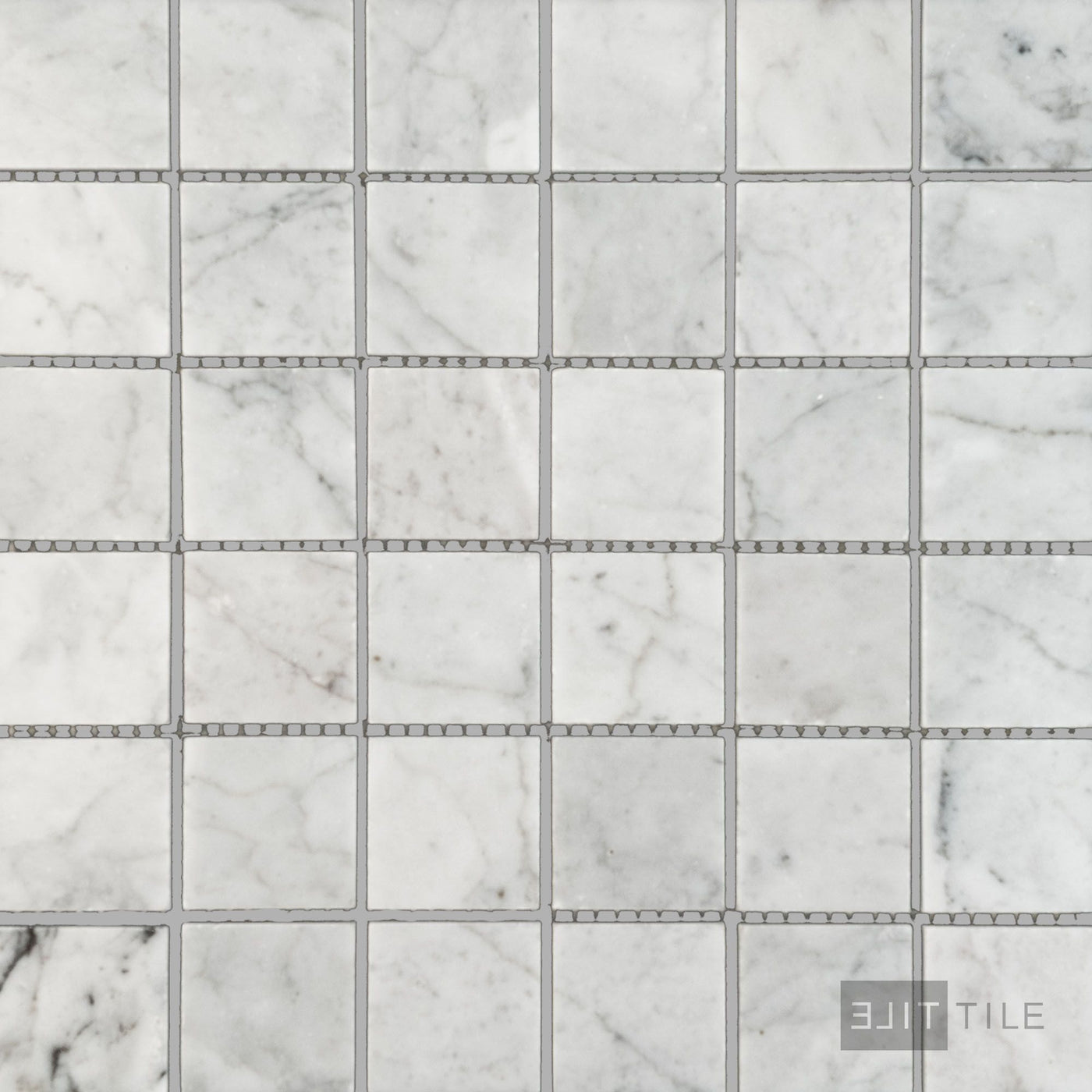 White Carrara Marble 2" Square Polished Mosaic