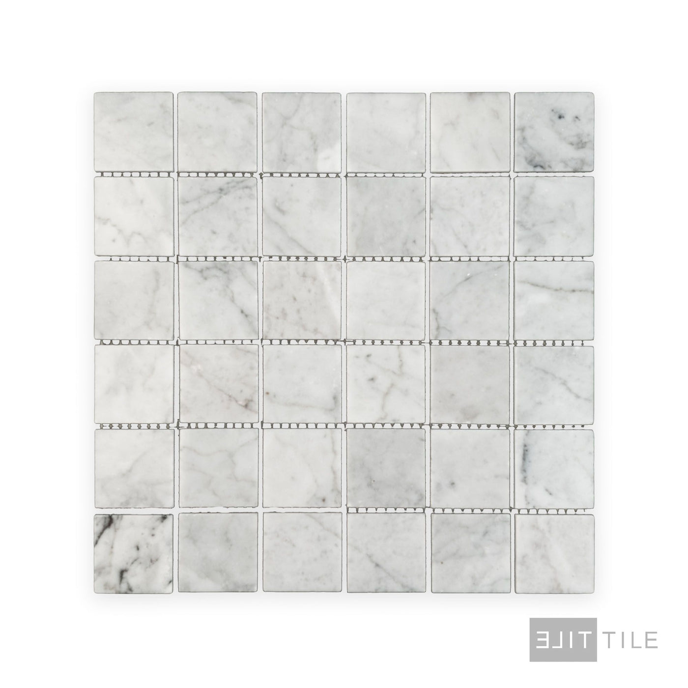 White Carrara Marble 2" Square Polished Mosaic