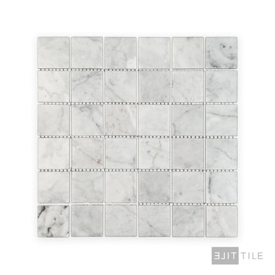 White Carrara Marble 2" Square Polished Mosaic