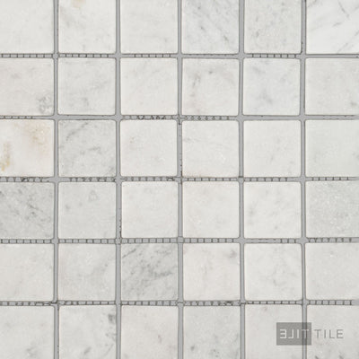 White Carrara Marble 2" Square Tumbled Mosaic
