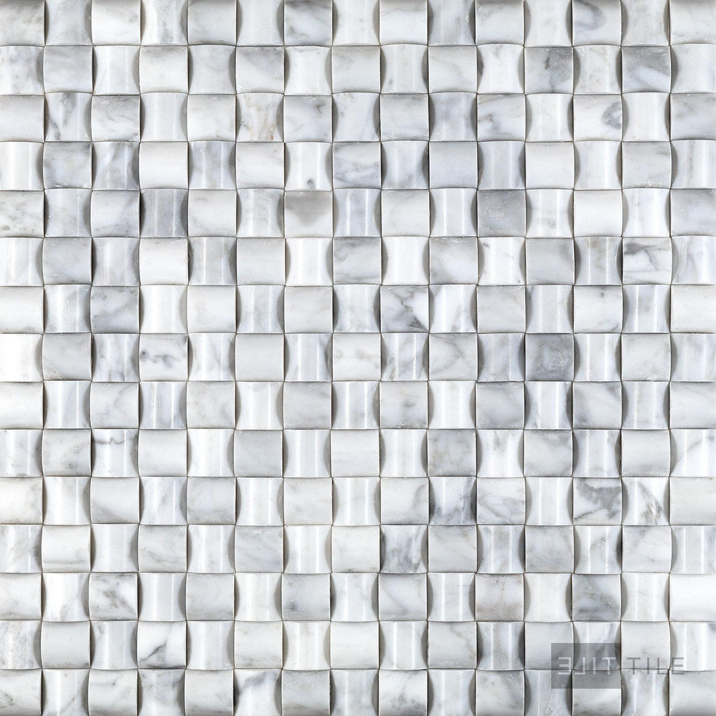 White Carrara Marble 3D Bread Polished Mosaic