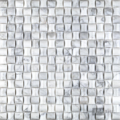 White Carrara Marble 3D Bread Polished Mosaic