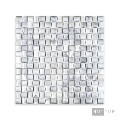 White Carrara Marble 3D Bread Polished Mosaic