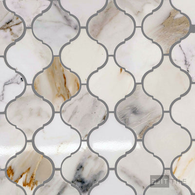 Calacatta Gold Marble 4" Lantern/Arabesque Honed Mosaic
