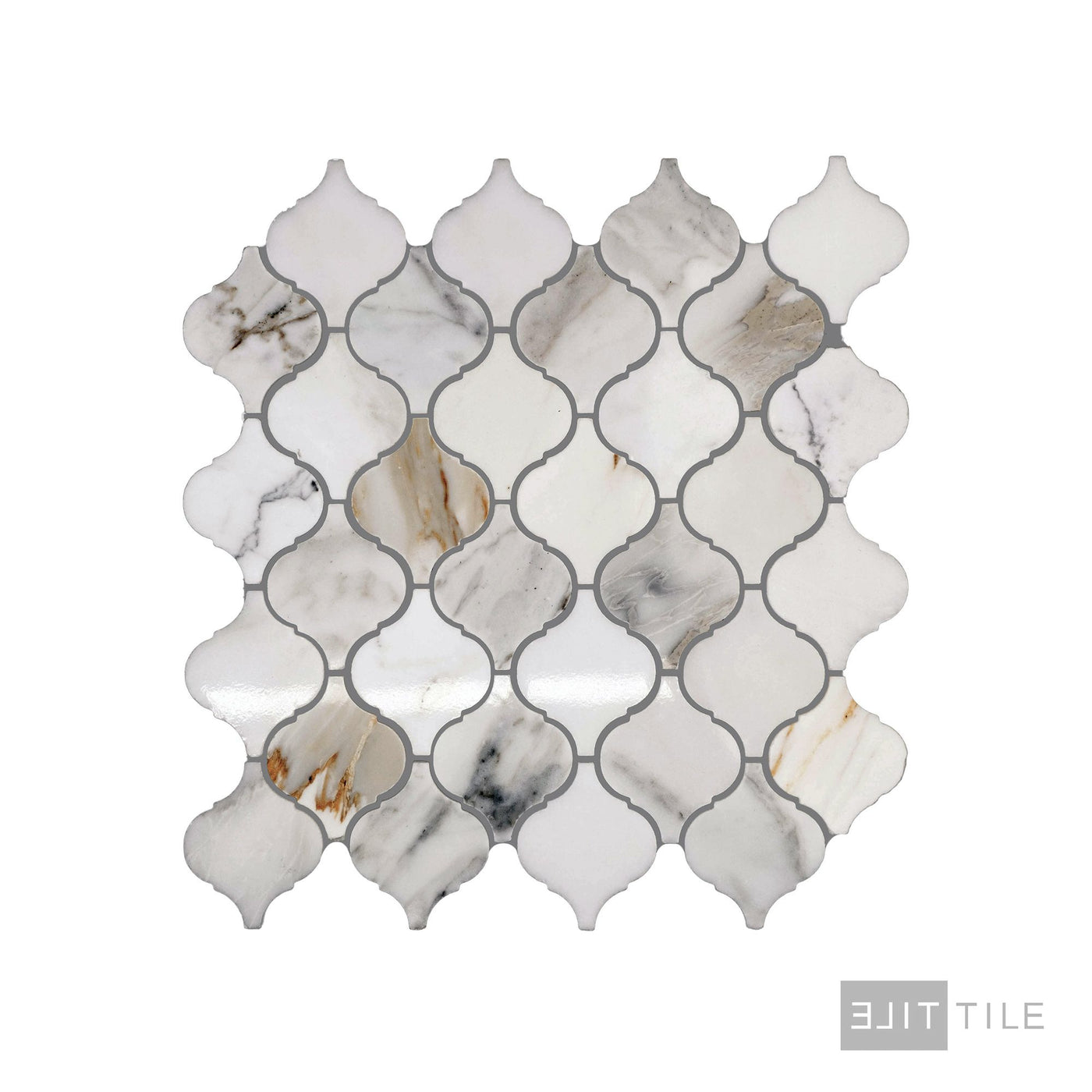 Calacatta Gold Marble 4" Lantern/Arabesque Honed Mosaic