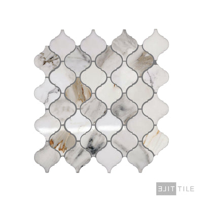 Calacatta Gold Marble 4" Lantern/Arabesque Honed Mosaic