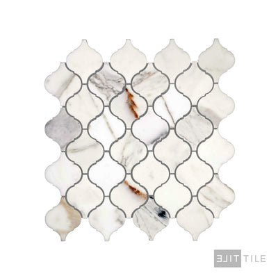 Calacatta Gold Marble 4" Lantern/Arabesque Polished Mosaic