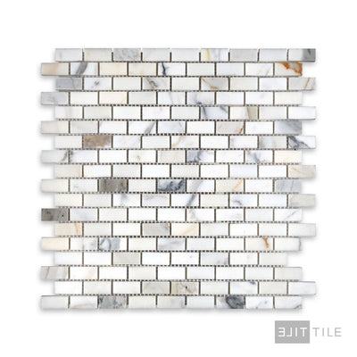 Calacatta Gold Marble 5/8X1-1/4 Brick Honed Mosaic