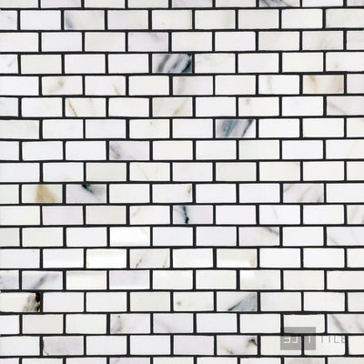 Calacatta Gold Marble 5/8X1-1/4 Brick Polished Mosaic
