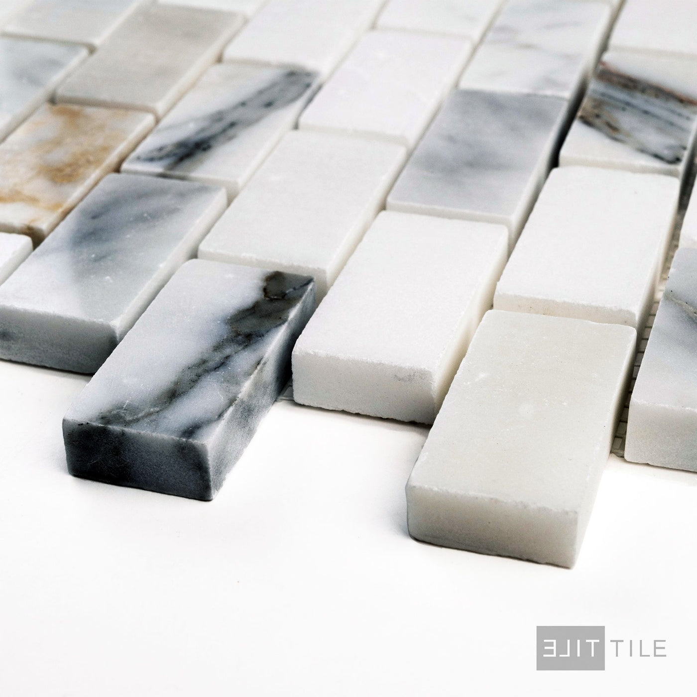 Calacatta Gold Marble 5/8X1-1/4 Brick Polished Mosaic