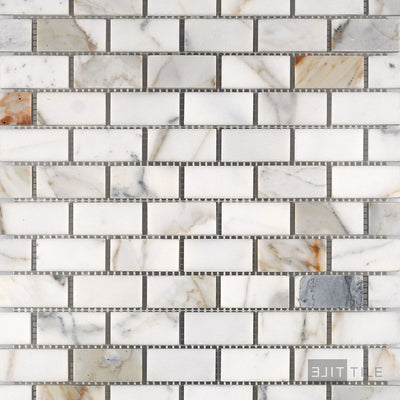 Calacatta Gold Marble 1X2 Brick Honed Mosaic
