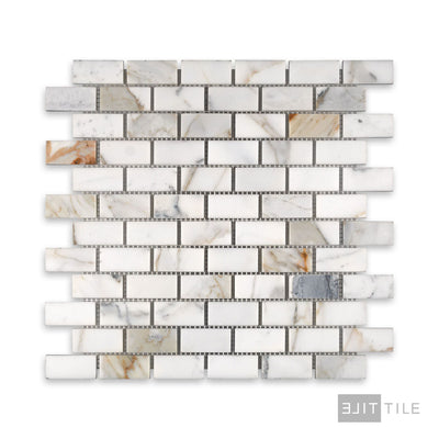 Calacatta Gold Marble 1X2 Brick Honed Mosaic